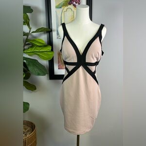 Haute Monde Dress Short Size L Bodycon Sleeveless Lace Back Zipper